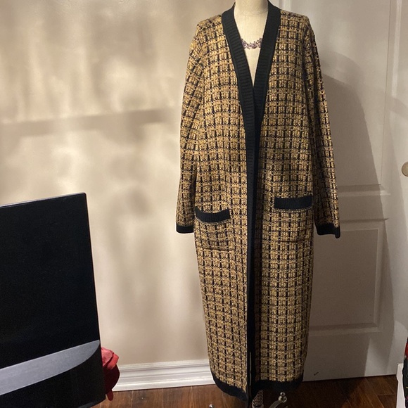 Karl Lagerfeld Jackets & Blazers - Karl Lagerfeld Black and Gold long cardigan with Classic Elegance